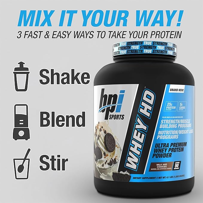 BPI Sports Whey HD Ultra Premium Protein Powder Isolate | Workout Whey Protein Powder for Men &