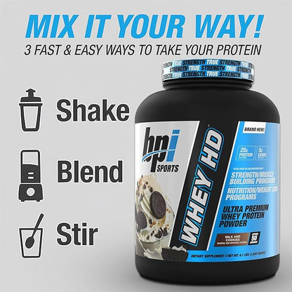 BPI Sports Whey HD Ultra Premium Protein Powder Isolate | Workout Whey Protein Powder for Men &
