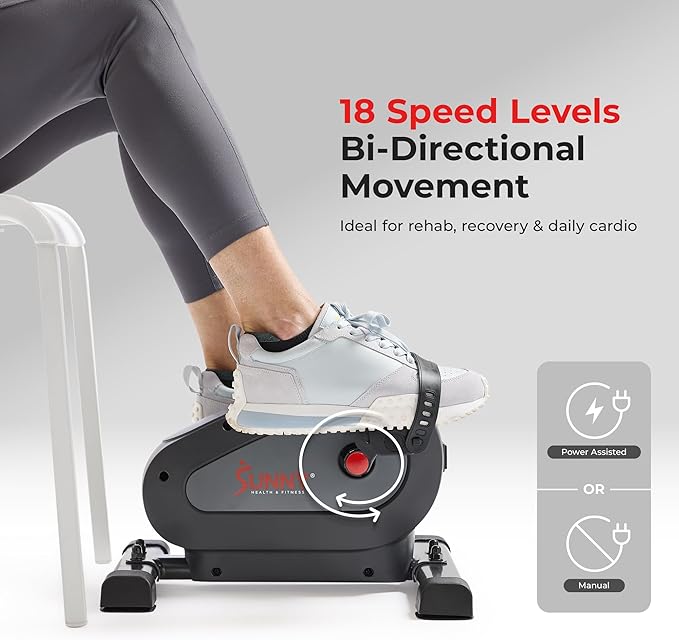Sunny Health & Fitness Smart Under-Desk Bike Exerciser, Low-Impact Cardio Cycling Equipment for