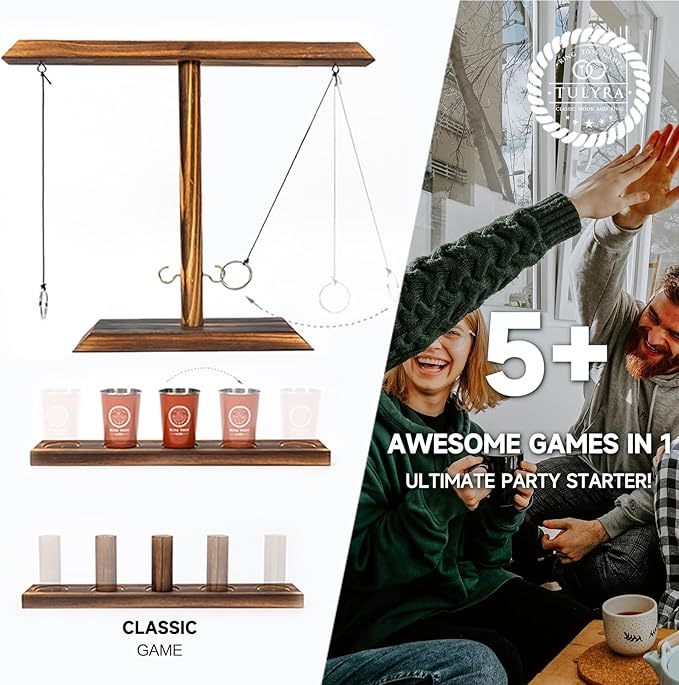 Ring Toss Game for Adults, Hook and Ring Game with Exclusive Carrying case & Unique Stainless Mini