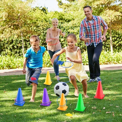 OBTANIM 26 Pcs Plastic Colorful Cones Ring Toss Combo Set Outdoor Carnival Games for Kids Adults