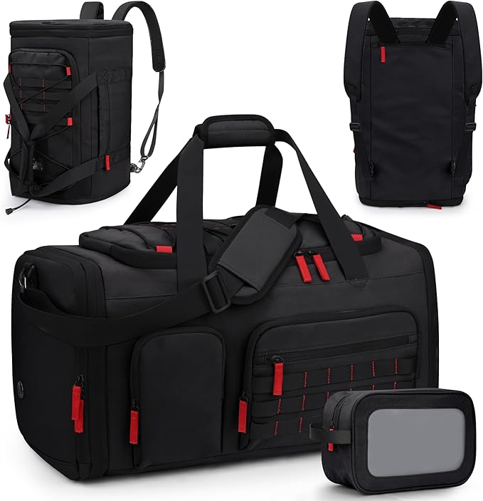 Gym Bags for Men Women, 45L Sports Travel Duffle Bag with Shoe Compartment, 3 in 1 Weekener