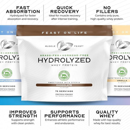 Muscle Feast Hydrolyzed Whey Protein Powder, Grass Fed and All Natural Hormone-Free, Hydro Whey