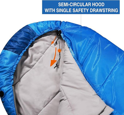 REDCAMP Kids Mummy Sleeping Bag for Camping, 3 Season Cold Weather Sleeping Bag Fit Boys,Girls &