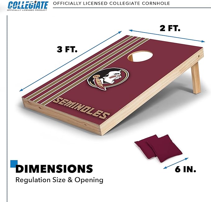 2' x 3' Solid Wood Cornhole Set with Direct Print HD Team Graphics – Great Gift for Any NCAA Fan!
