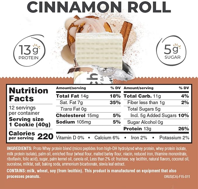 Power Crunch Protein Wafer Bars, High Protein Snacks with Delicious Taste, Cinnamon Roll, 1.4 Ounce