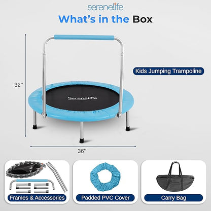 SereneLife 36/40" Foldable Mini Trampoline - Compact Fitness Trampoline for Kids Adults, Exercise