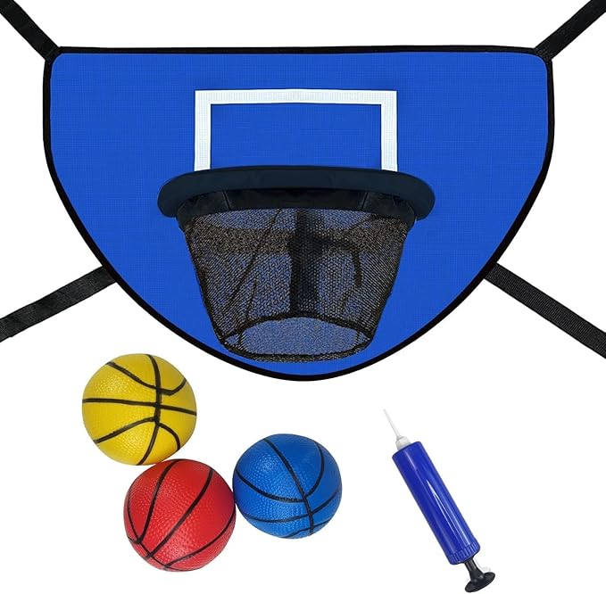 Trampoline Basketball Hoop with Pump and Mini Ball, Waterproof, Sunscreen Soft Materials, Easy to