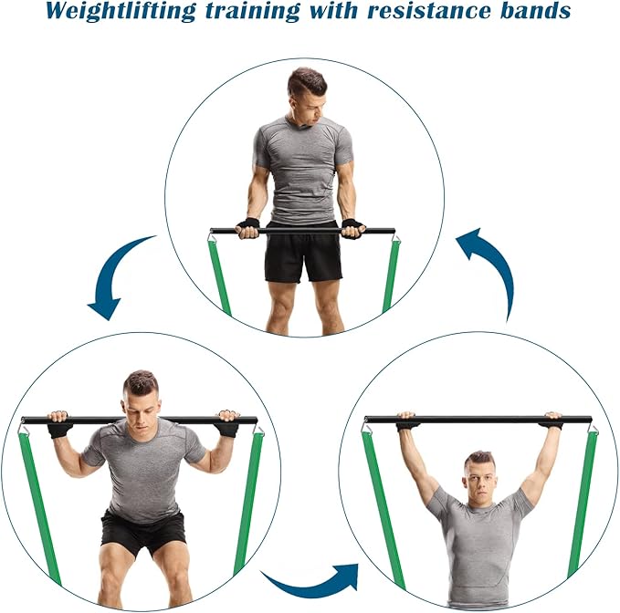 Resistance Band Bar, 26.4in or 39.4in, Workout Bar for Fitness, Portable Weightlifting Training