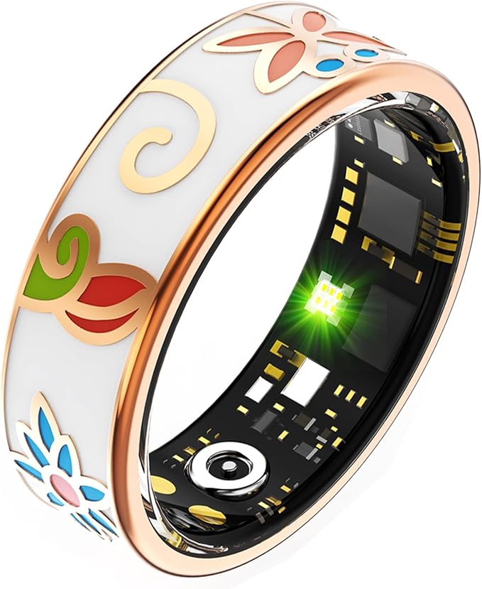 Ladies Smart Ring for Women Health Ring Blood Pressure Heart Rate Monitor Sleep Tracker Fitness