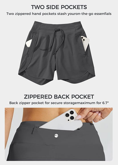 Willit Women's 7" Athletic Running Shorts Long Workout Hiking Shorts Quick Dry High Waisted Active