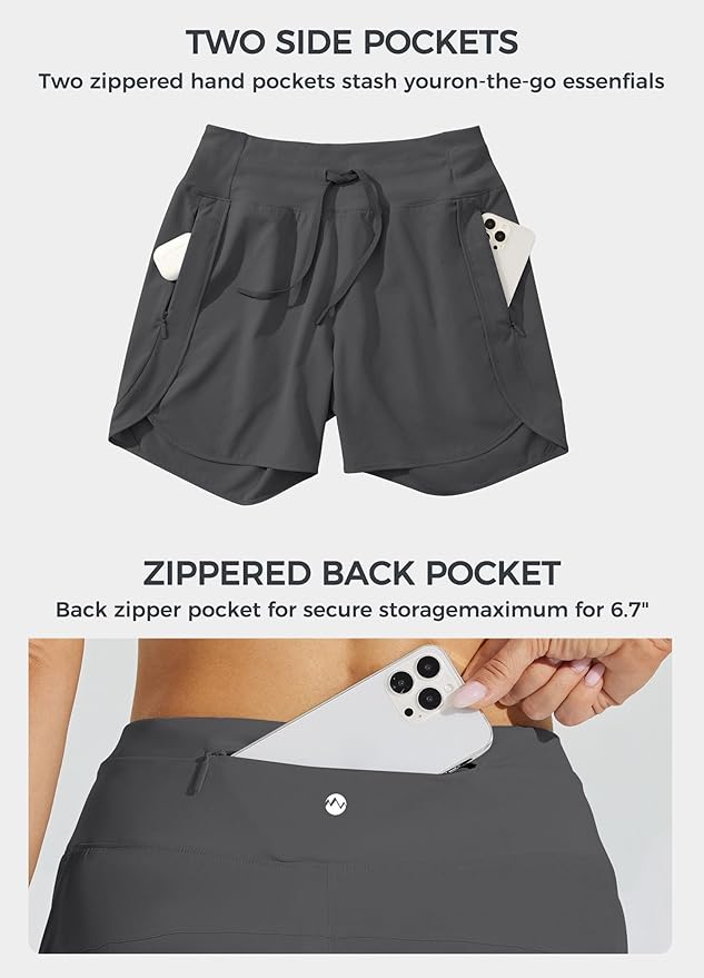 Willit Women's 7" Athletic Running Shorts Long Workout Hiking Shorts Quick Dry High Waisted Active