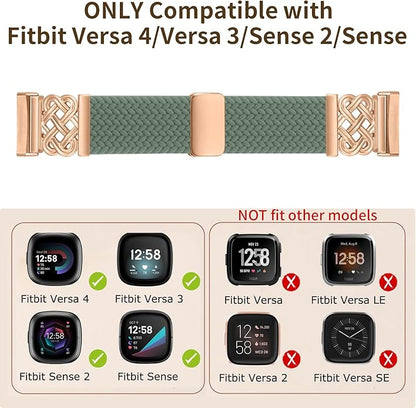 Braided Band Compatible with Fitbit Versa 4 Bands for Woman/Versa 3/Sense 1/Sense 2 Band, Magnetic