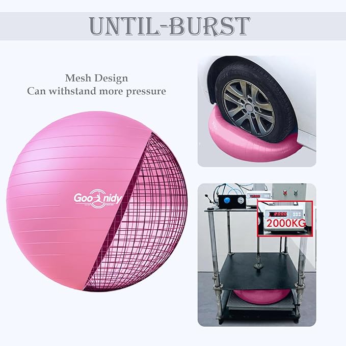 Soft Exercise ball, Anti-Burst Yoga Ball Chair Supports 2200lbs, Workout Equipment w/ Pump for