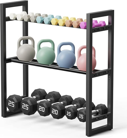 Pickpiff Adjustable 3-Tier Dumbbell Rack – Heavy-Duty Metal Weight Storage Stand for Dumbbells
