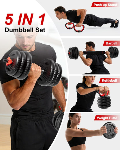 UNNMIIY Adjustable Dumbbells, 20/30/45/70/90lbs Free Weight Set with