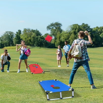 Portable PVC Framed Cornhole Game Set with 2 Collapsible Cornhole Boards, 8 Bean Bags and Carrying