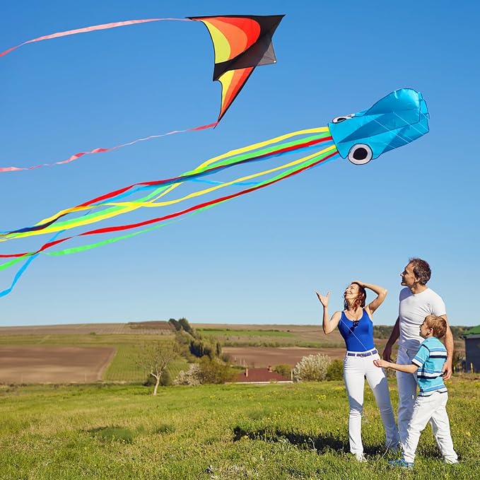 Large Octopus Kites for Kids & Adults,Big Kite for Beginners, Kites for Kids Ages 4-8,Outdoors