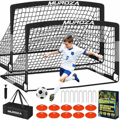 Soccer Goal, Kids Soccer Goals for Backyard Set, 2 Pack of Portable Pop Up Soccer Net with Soccer