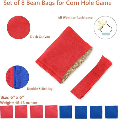UKASE Solid Wood Regulation Size Cornhole Set Portable Bean Bags Toss Game with Durable Wood Grain