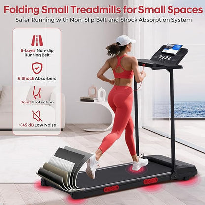 Walking Pad Treadmill with Handles, Folding Foldable Electric Treadmills for Home Small, 3.0HP