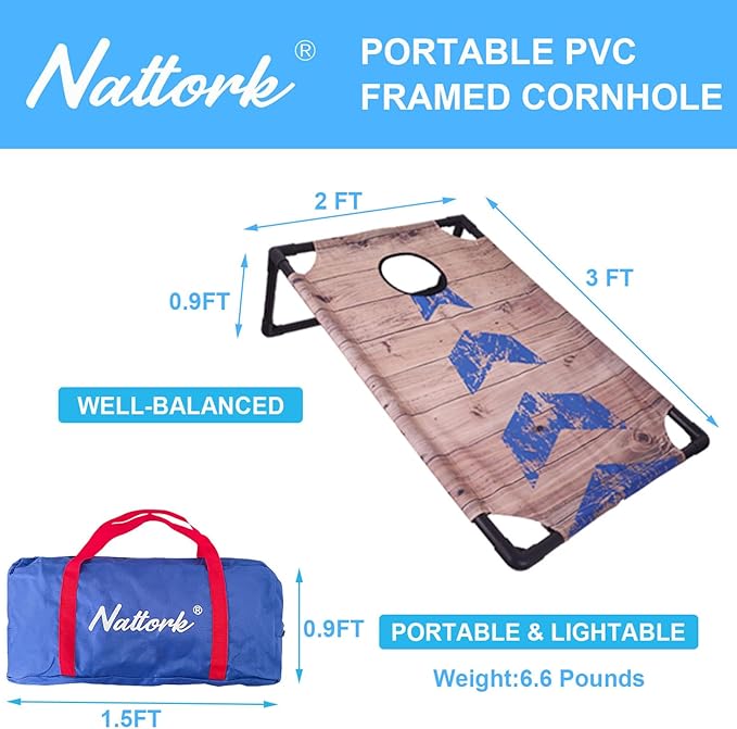 Portable Cornhole Set with 2 Collapsible Cornhole Boards, 8 Cornhole Bean Bags and Carrying Case