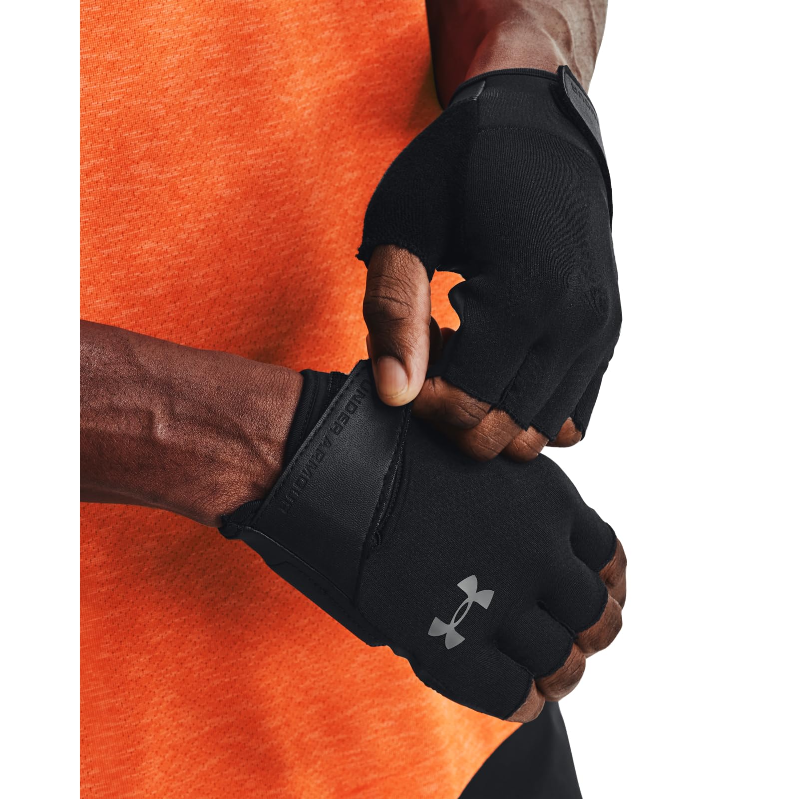 Under Armour Men's Training Half Finger Gloves , (001) Black / Black / Pitch Gray, Large