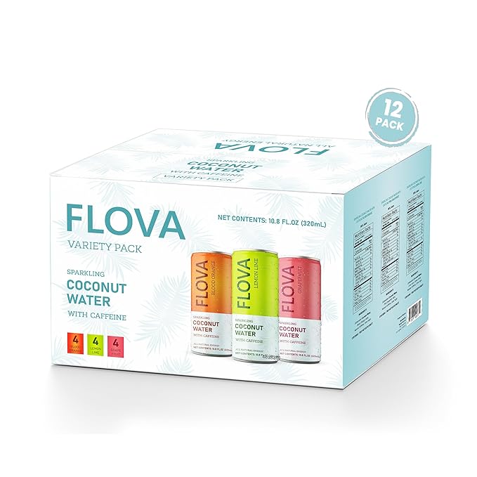 Flova Energy Drink, All Natural, Electrolytes and Minerals from Coconut Water, 4 Simple Easy to