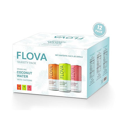 Flova Energy Drink, All Natural, Electrolytes and Minerals from Coconut Water, 4 Simple Easy to