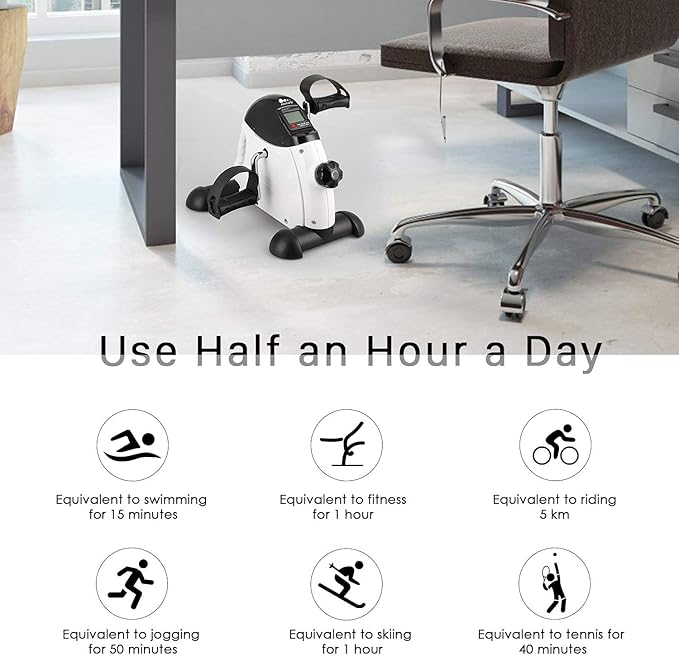 Mini Exercise Bike, himaly Under Desk Bike Pedal Exerciser Portable Foot Cycle Arm & Leg Peddler