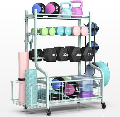 PLKOW Dumbbell Rack, Weight Rack for Dumbbells, Home Gym Storage for Dumbbells Kettlebells Yoga Mat