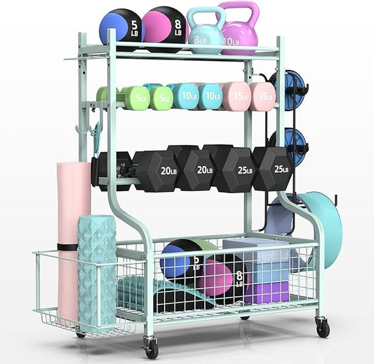 PLKOW Dumbbell Rack, Weight Rack for Dumbbells, Home Gym Storage for Dumbbells Kettlebells Yoga Mat