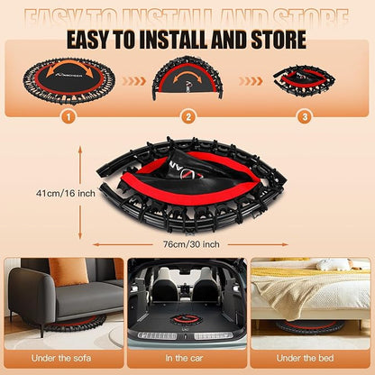 ANCHEER 40" Foldable Mini Trampoline,Max Load 450lbs/550lbs Indoor Trampoline,with 4 Level