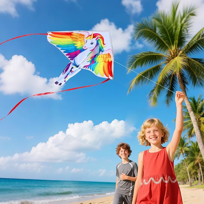 Xida Kites for Kids Ages 4-8, Large Kite for Adults, Easy to Fly Beach Kites with Handle and