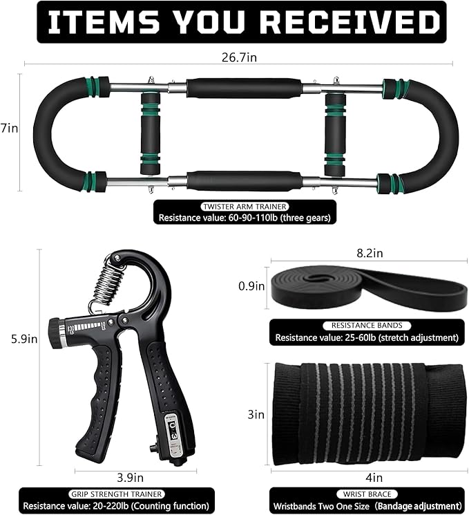 Twister Arm Trainer, 30-110lb Adjustable Chest Workout Equipment, Multi-Muscle Group Training