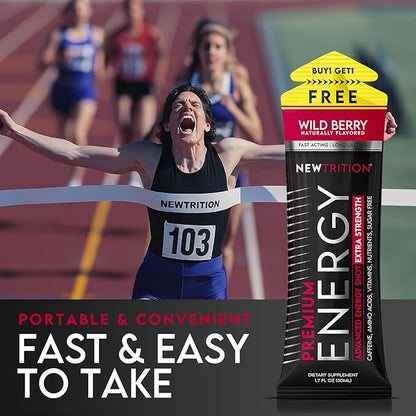 NewTrition® Extra Strength Energy Shots, 250mg Caffeine Energy Shots with Vitamin B & Amino Acids