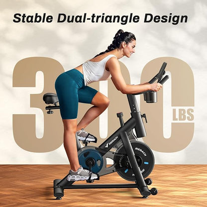 MERACH Exercise Bike, Brake Pad Stationary Bike with Exclusive App, Low Noise Indoor Cycling Bike