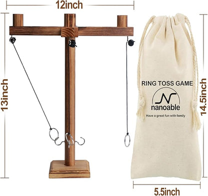 Ring Toss Game for Adults, Fun Hook and Ring Game with Carrying Bag, Outdoor Indoor Party Game