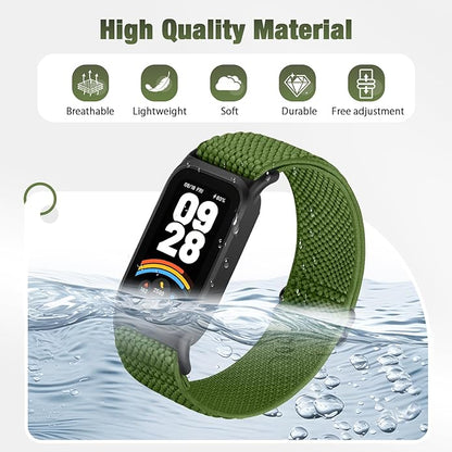 2 Pack Elastic Bands Compatible with Xiaomi Smart Band 9 Active Women Men, Soft Nylon Replacement
