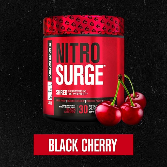 Jacked Factory NITROSURGE Shred Pre Workout Supplement - Energy Booster, Instant Strength Gains