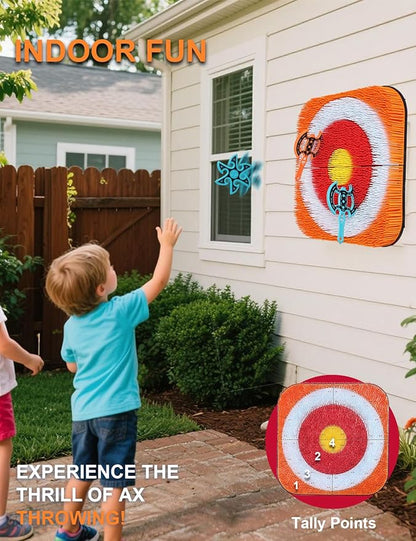 ZoLLa Axe Throwing Game for Backyard - 8 Throwing Axe & 8 Throwing Stars,24" Target,Foldable