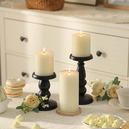 3x6 Inch White Pillar Candles Set of 3 - Decorative Unscented Pillar Candle, Long Burning Dripless