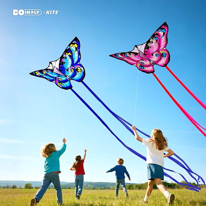 The Doinfly Butterfly-Shaped Kite is an Easy-to-Fly Kite Suitable for Both Children and Adults, and