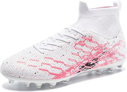 Unisex Soccer Cleats Lightweight No-Tie Lacing System Multi-Surface Football Shoes with Ankle