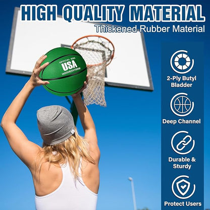 Jenaai 6 Pcs Rubber Basketballs Official Size Bulk Streetballs Multicolor Basket Balls with Pump