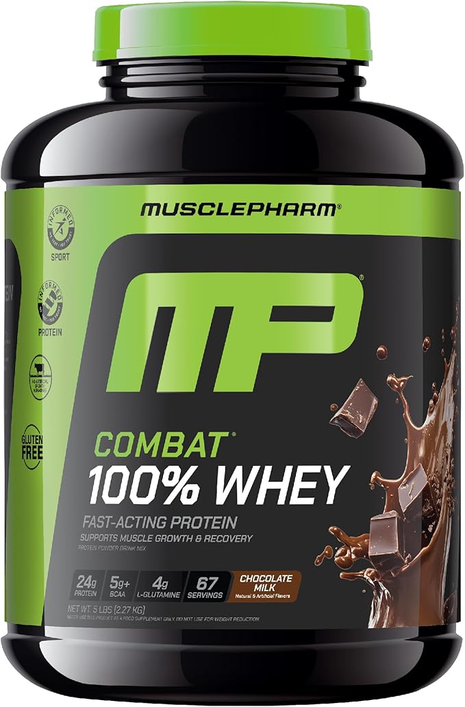 MusclePharm Combat 100% Whey Protein Powder, Chocolate Milk, Fast Recovery & Muscle Gain with Whey
