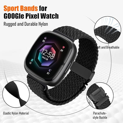 Braided Stretchy Band for Fitbit Versa 4/Versa 3/Sense 2/Sense Watch Band Women Men,Parachute-style