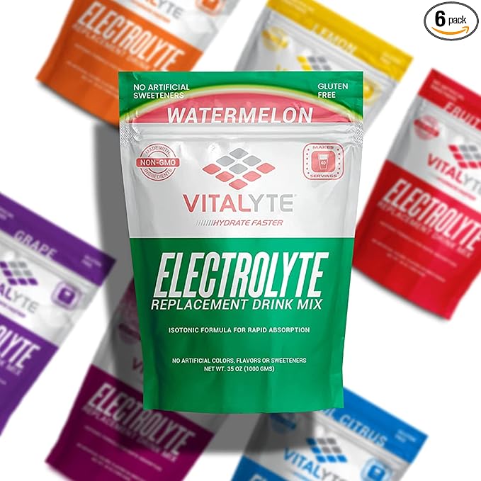 Vitalyte Electrolyte Powder Drink Mix, Isotonic Electrolyte Hydration Mix, Case Pack (6 Pack