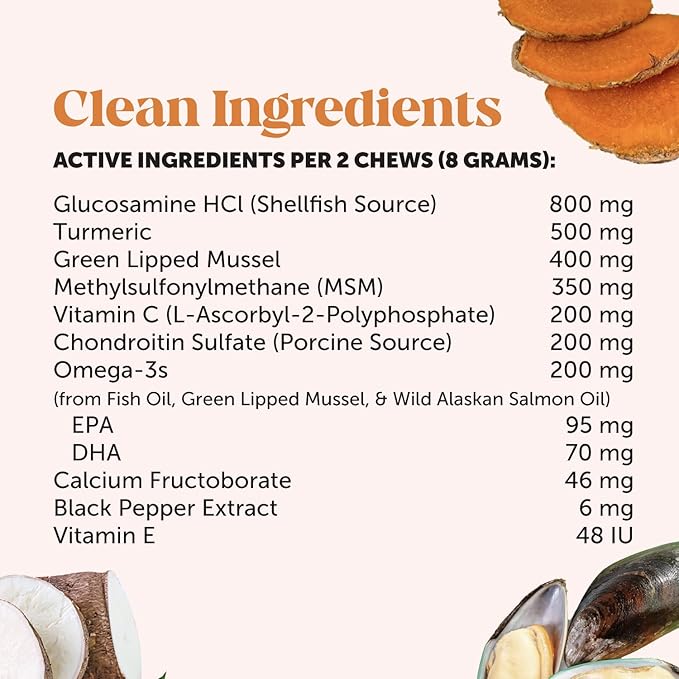 Hip & Joint Health Max Strength - Natural Joint Supplement for Dogs Chews - Glucosamine, Omega-3s
