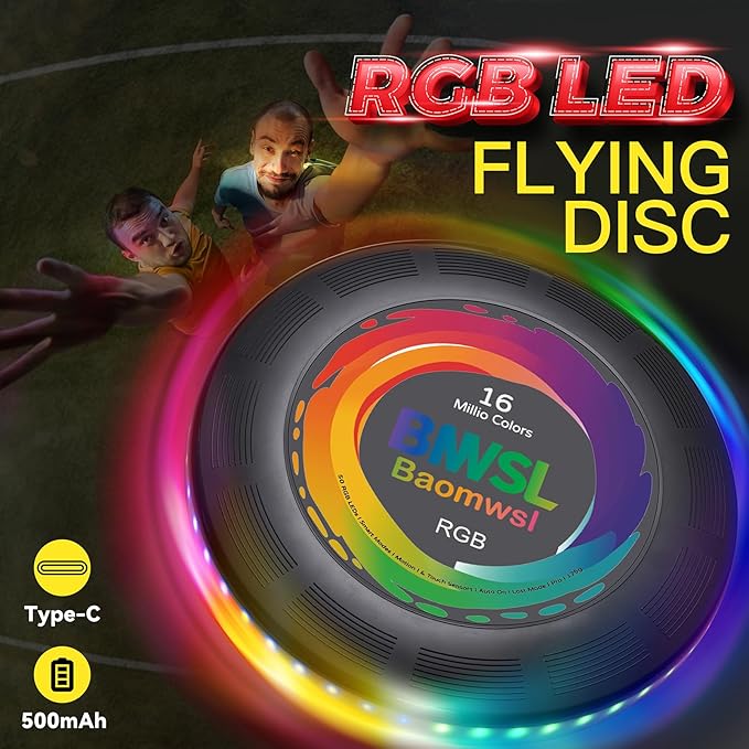 Light-Up Flying Disc - 16 Million Colors RGB or 50 LEDs, Ultra Bright, 12 Light Modes